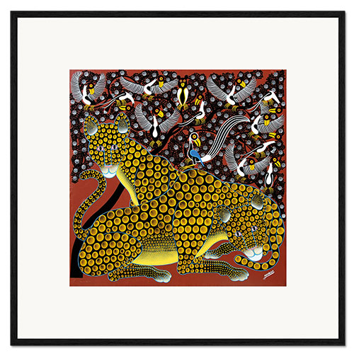 Impressão artística com moldura Cheetahs couple under the tree