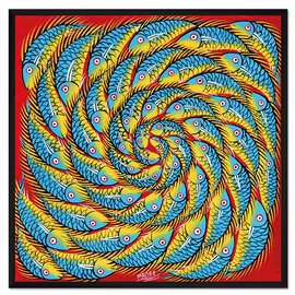 Gerahmter Kunstdruck Blauer Fischstrudel