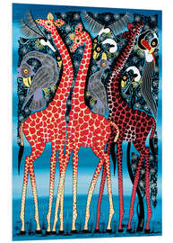 Foam board print Giraffes at night