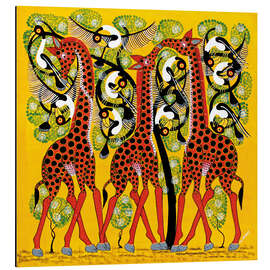 Magnettafel Giraffentrio und Vogelschar