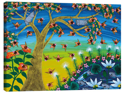 Canvas print Bees on a tree