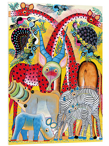 Stampa su PVC Colorful wild animals of Africa