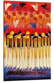 Magnettafel Bunte Kraniche am Abend