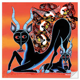 Vinilo para la pared Antelope mother with cub