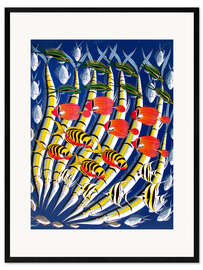 Framed art print Brightly colored fish school