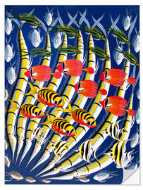 Sisustustarra Brightly colored fish school
