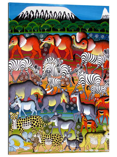 Gallery print Herd of animals on Kilimanjaro