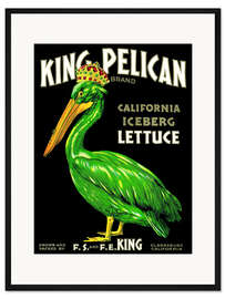Gerahmter Kunstdruck König Pelikan (englisch)