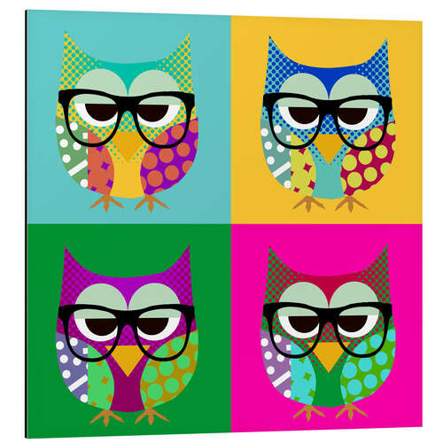 Aluminium print Pop Art Owls