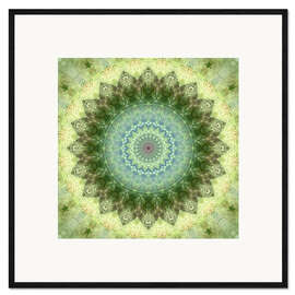 Ingelijste kunstdruk Mandala yellow green