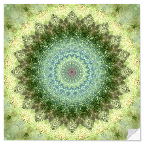 Sisustustarra Mandala yellow green