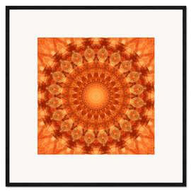 Impression artistique encadrée Mandala orange