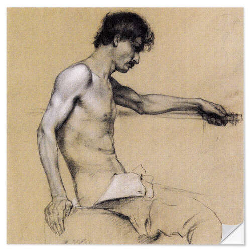 Selvklæbende plakat Male nude study