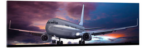 Acrylic print Take off for passenger aircraft in the evening