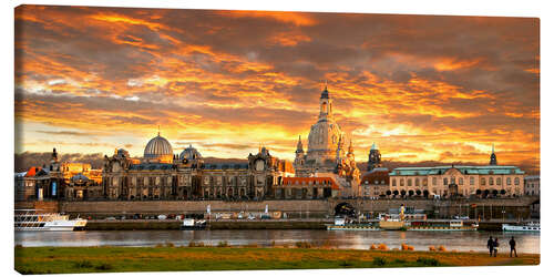 Canvas print Dresden Elbe  sunset