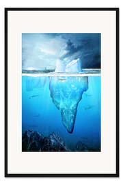 Gerahmter Kunstdruck Eisberg unter Wasser in der Antarktis