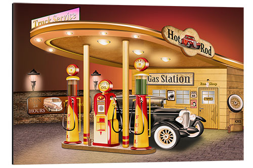 Cuadro de aluminio nostalgic gas station, american style