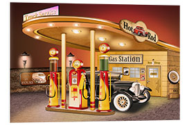 Foam board print nostalgic gas station, american style