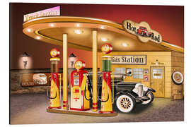 Magnettafel nostalgische Tankstelle, american Style