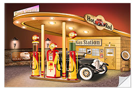 Wandsticker nostalgische Tankstelle, american Style