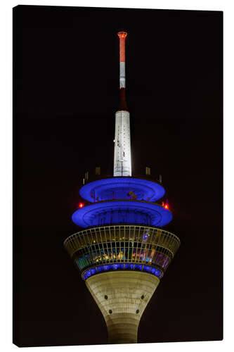 Leinwandbild Top of Düsseldorf - Nahaufnahme der Spitze des Rheinturms