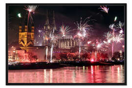 Gerahmter Kunstdruck Feuerwerk Köln