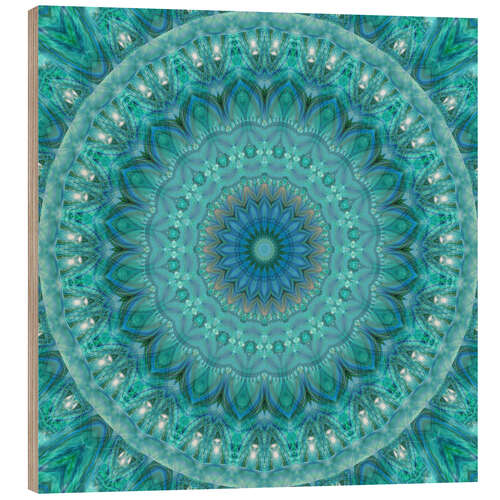 Wood print Mandala luminous Opal