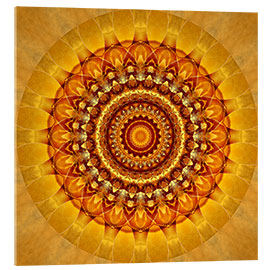 Stampa su vetro acrilico  Mandala giallo luminoso - Christine Bässler