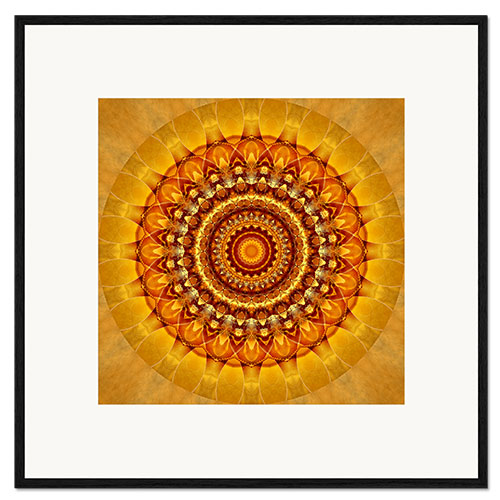 Framed art print Mandala bright yellow