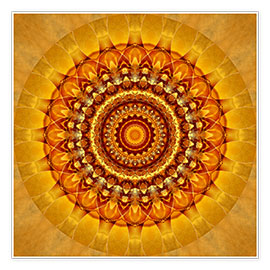 Poster Mandala strahlendes Gelb