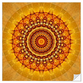 Muursticker Mandala bright yellow