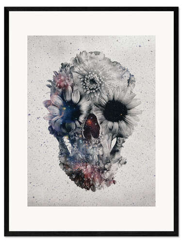 Plakat artystyczny premium w ramie Floral skull