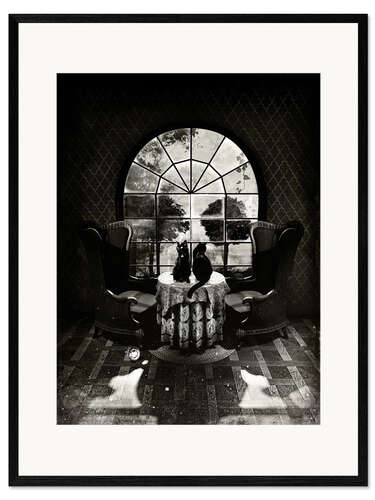 Framed art print Room skull BW