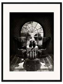 Framed art print Room skull BW