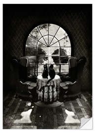 Sticker mural Pièce en forme de crâne, noir et blanc