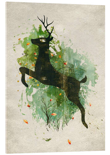 Acrylglasbild Hirsch im Sprung