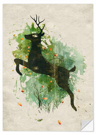 Wandsticker Hirsch im Sprung