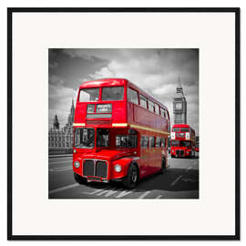 Ingelijste kunstdruk LONDON Red Buses