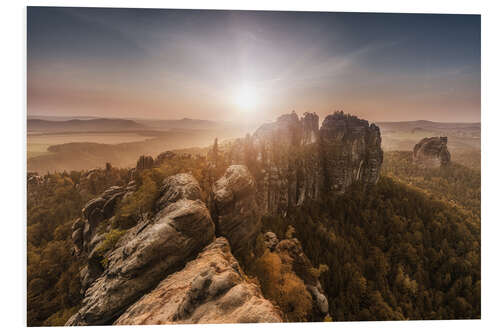 Print på skumplade Sächsische Schweiz - Elbsandsteingebirge Sunset