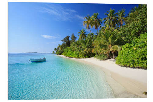 Foam board print Tropical beach with palms, Maldives