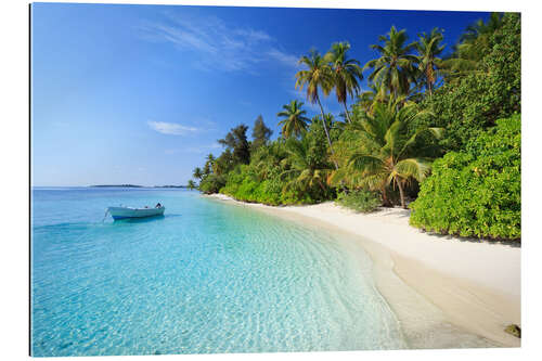 Gallery print Tropical beach with palms, Maldives