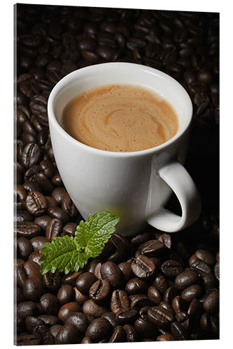 Acrylic print Cappuccino coffee cup beans