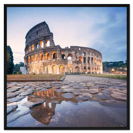 Gerahmter Kunstdruck Colosseum reflektiert im Wasser