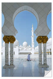 Selvklebende plakat Sheik Zayed Grand Mosque, Adu Dhabi, Emirates