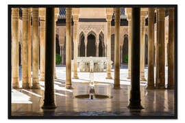 Gerahmter Kunstdruck Gerichtshof der Lions, Alhambra, Granada, Spanien