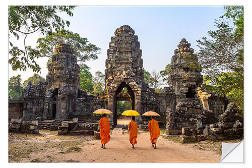 Wandsticker Mönche in Angkor Wat