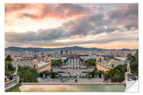 Selvklebende plakat Barcelona in the evening