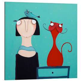 Magnettafel Mechthild mit ihrer Katze Edeltraut