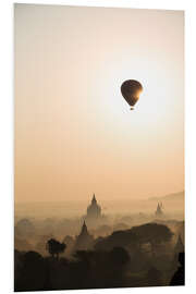 Tableau en PVC Lever de soleil avec le montgolfière, Bagan