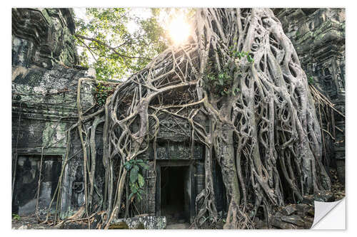 Sticker mural Cél`bre temple de Tomb Raider, Angkor, Cambodge